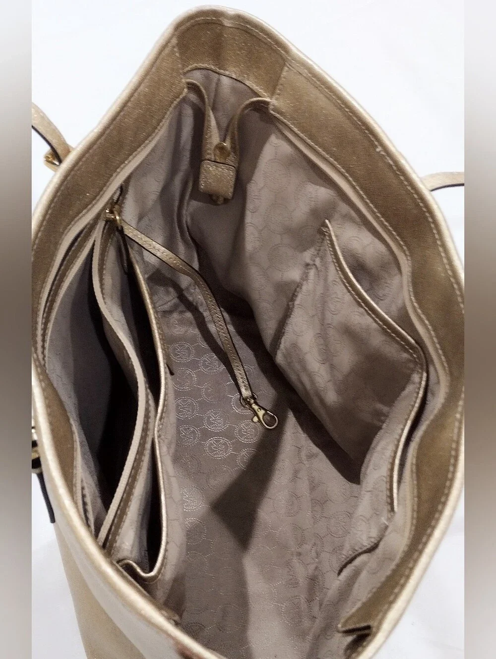 Michael Kors Metallic Gold Tote with Logo Charm